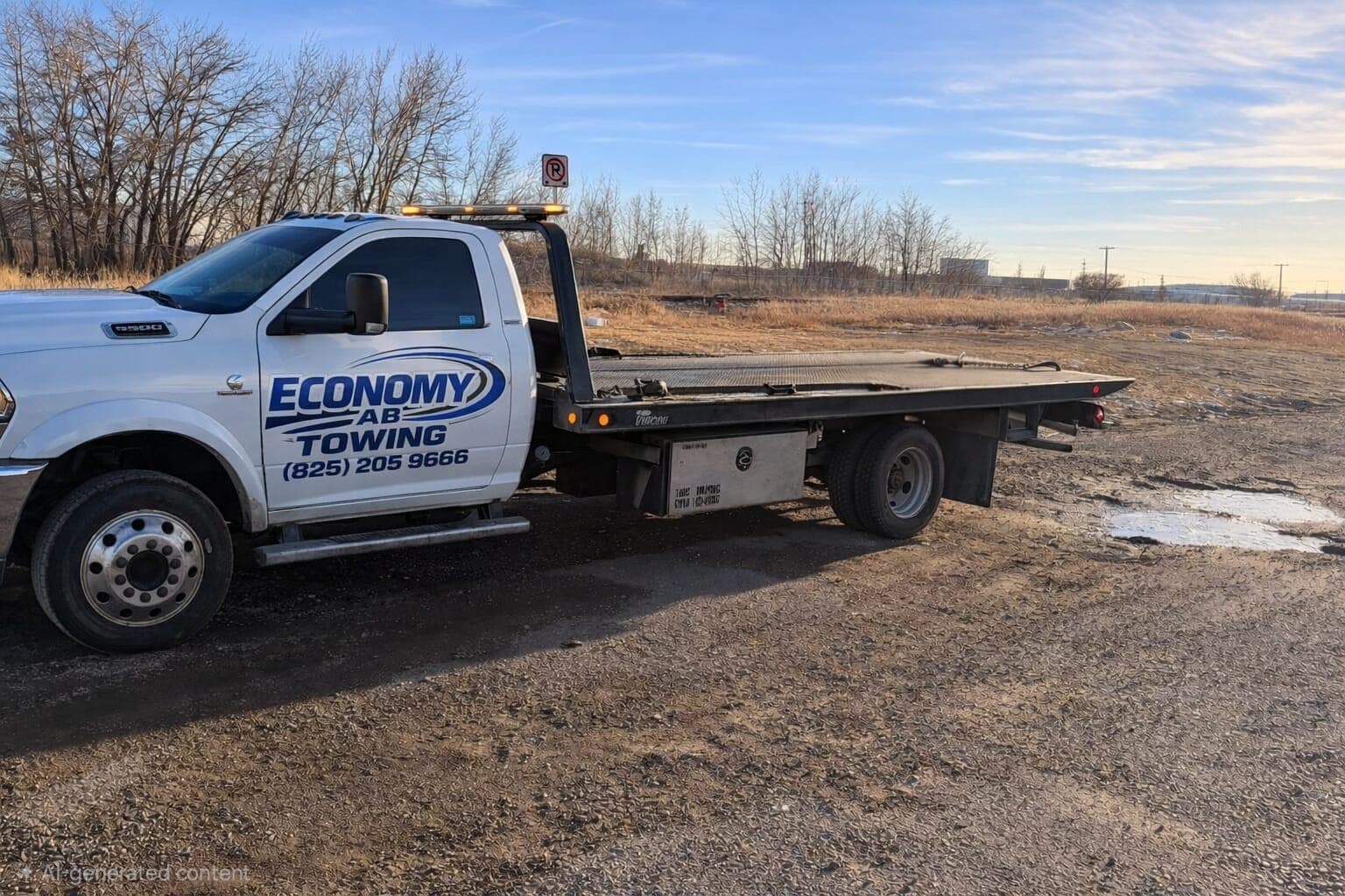 Tow truck providing roadside assistance
